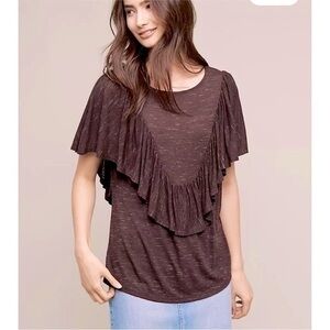 Dolan Anthropologie fringe/ruffle shirt